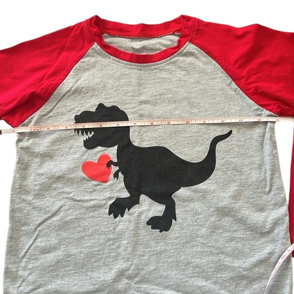 Red and Gray Dinosaur Long Sleeve Shirt - Picture 6 of 8
